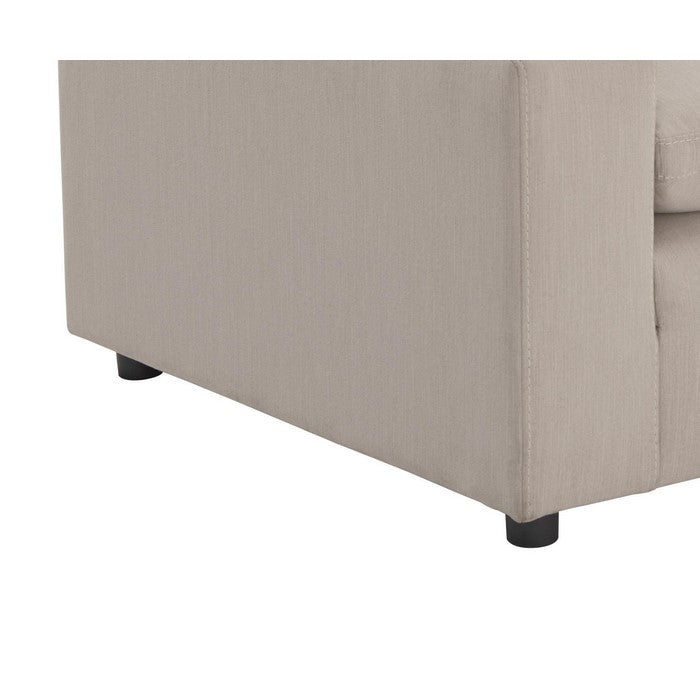 Fabric Upholstered Wooden Left Arm Facing Corner Chair, Off White