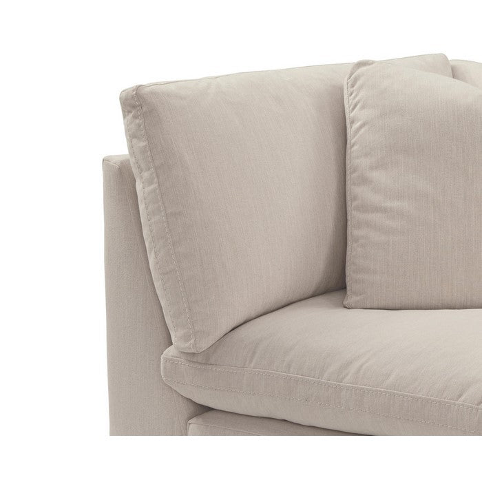 Fabric Upholstered Wooden Framed Wedge, Off White