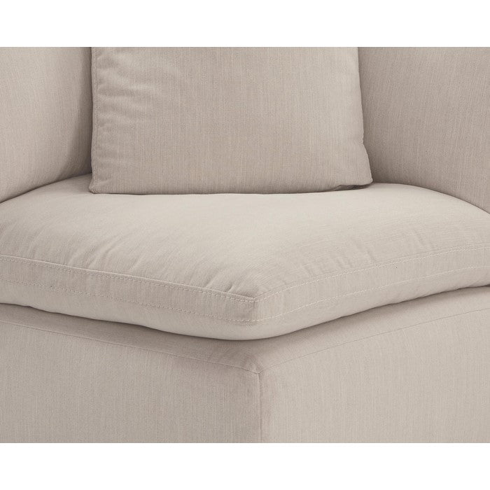 Fabric Upholstered Wooden Framed Wedge, Off White