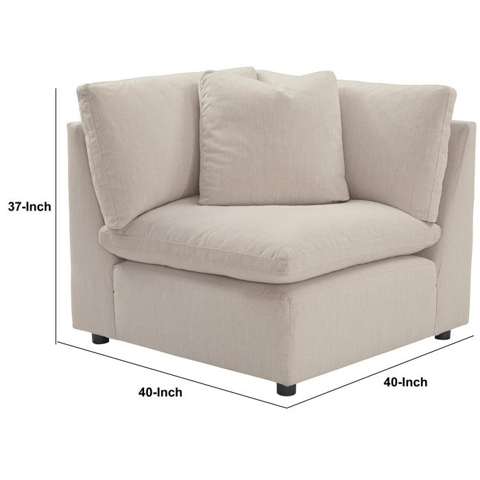 Fabric Upholstered Wooden Framed Wedge, Off White