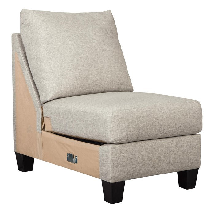Fabric Upholstered Wooden Frame Armless Chair, Gray and Cream
