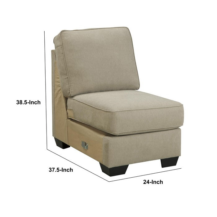 Fabric Upholstered Wooden Framed Armless Chair, Beige and Black