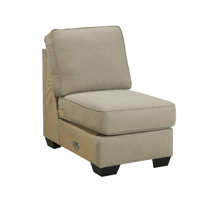 Fabric Upholstered Wooden Framed Armless Chair, Beige and Black