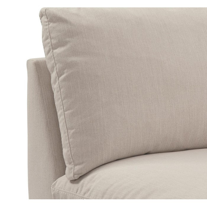 Fabric Upholstered Wooden Framed Armless Chair, Off White and Black