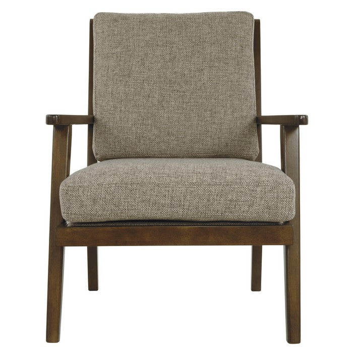 Retro Style Fabric Upholstered Wooden Accent Chair, Gray and Brown