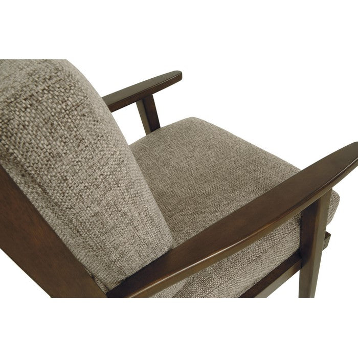 Retro Style Fabric Upholstered Wooden Accent Chair, Gray and Brown