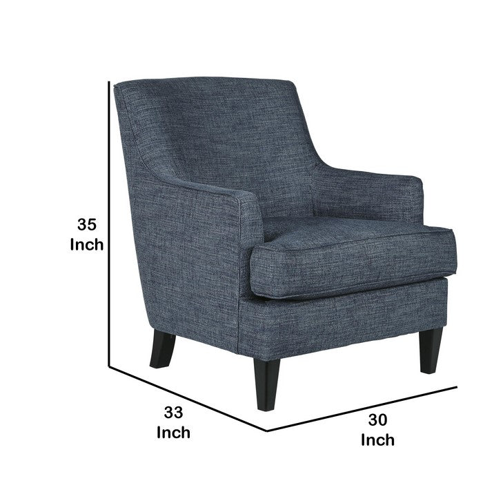Fabric Upholstered Wooden Accent Chair with Sloped Arms, Charcoal Gray