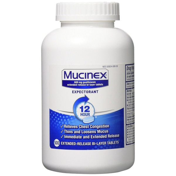 Mucinex 12 Hr Chest Congestion Expectorant, Tablets, 500ct