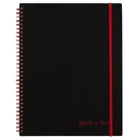 Black n' Red Twin Wire Poly Cover Notebook, 11" x 8-1/2", Black/Red, 70 Ruled Sheets (K66652)
