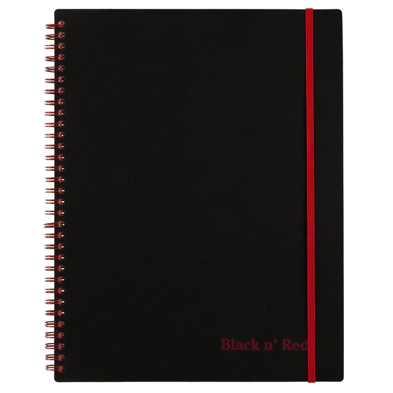 Black n' Red Twin Wire Poly Cover Notebook, 11" x 8-1/2", Black/Red, 70 Ruled Sheets (K66652)