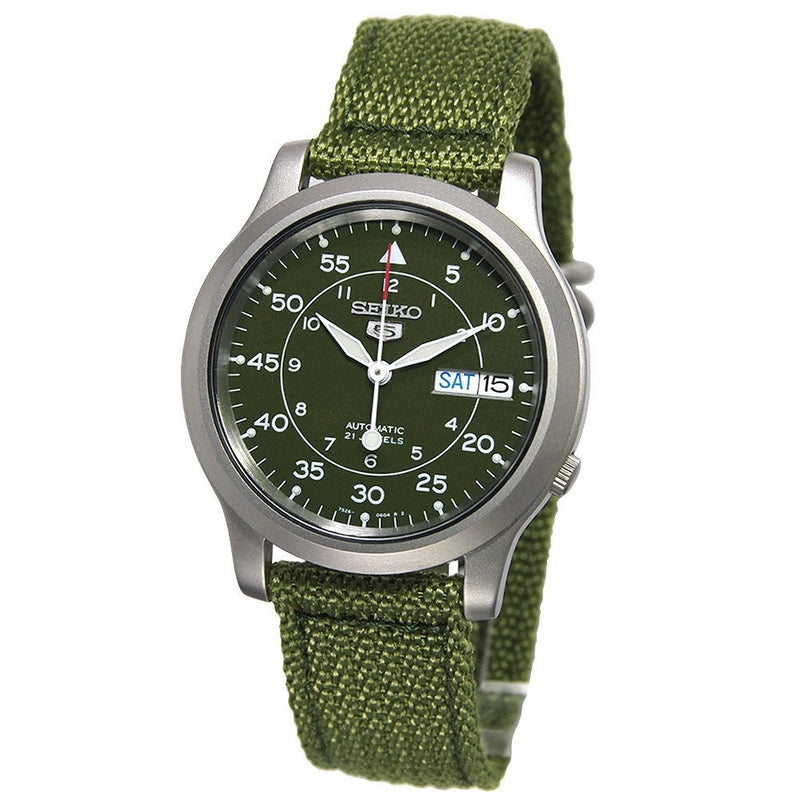 Seiko Men's SNK805 Seiko 5 Automatic Stainless Steel Watch with Green Canvas