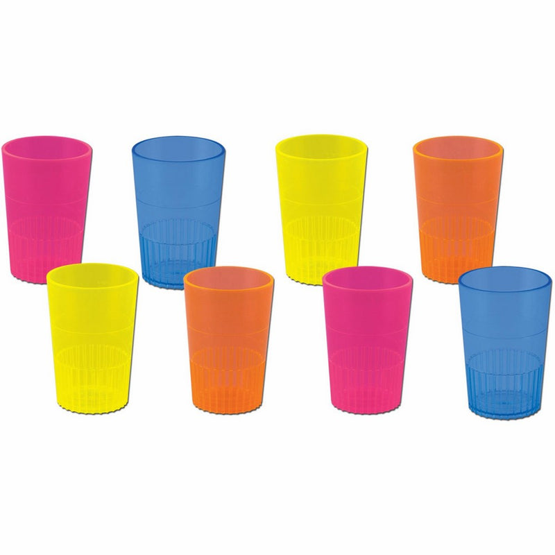 Neon Plastic Shot Glasses Assorted (8 count)