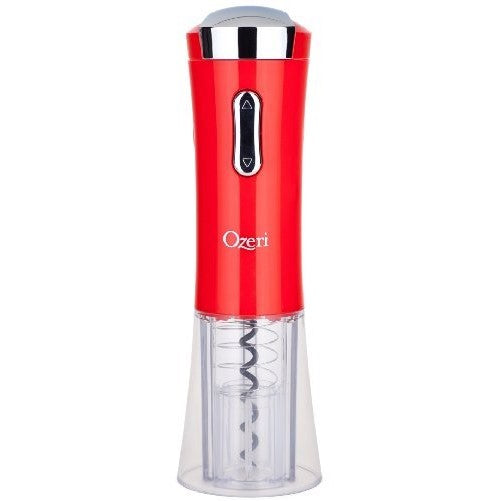 Ozeri Nouveaux Electric Wine Opener with Removable Free Foil Cutter, Stylish Red