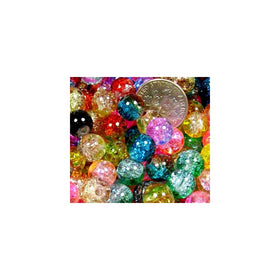 Beading Station 50-Piece Mix 2-tone Crackle Lampwork Glass Round Beads