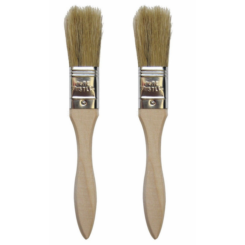 Set of 2 Natural Bristle Pastry Brushes, Wood Handle, 7.5" Long with 1.6" Long Pure Bristles