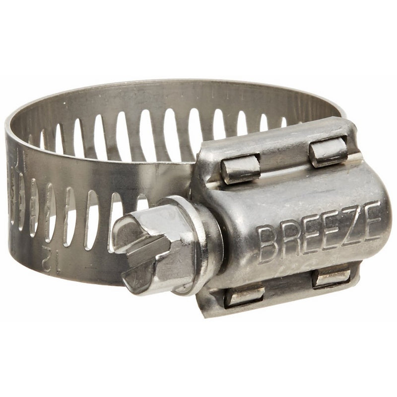Breeze Power-Seal Stainless Steel Hose Clamp, Worm-Drive, SAE Size 12, 11/16" to 1-1/4" Diameter Range, 1/2" Bandwidth (Pack of 10)