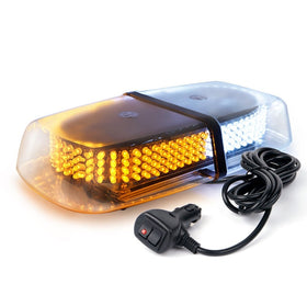 Xprite White & Amber 240 LED Roof Top Mini Bar, Truck Car Vehicle Law Enforcement Emergency Hazard Beacon Caution Warning Snow Plow Safety Flashing Strobe Light with Magnetic(Other Color Available)