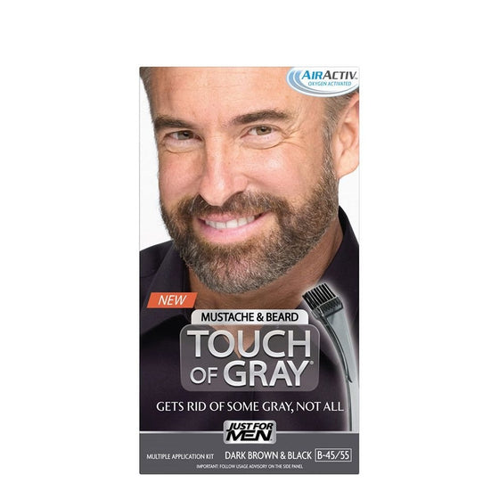 Just for Men Touch of Gray Mustache and Beard Brush-In Color, Dark Brown & Black (Packaging May Vary)