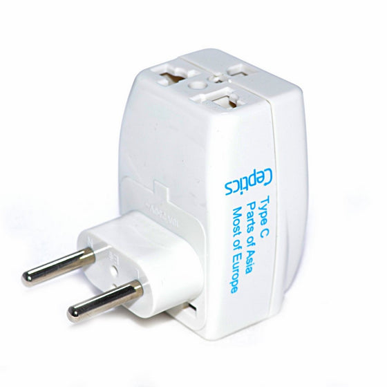 Ceptics 3 Outlet Travel Adapter Plug Type C for Most of Europe, Turkey