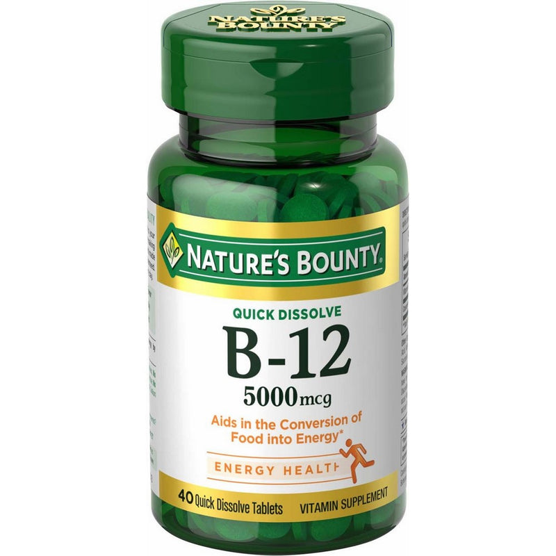 Nature's Bounty Vitamin B12 5000 mcg Quick Dissolve Tablets, Natural Cherry 40 ea