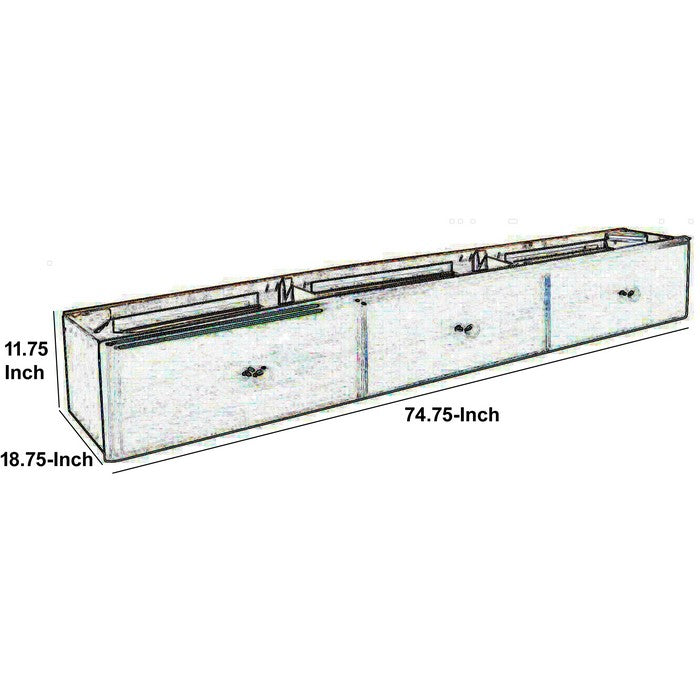 Wooden Under Bed Storage with 3 Drawers and Casters, Brown