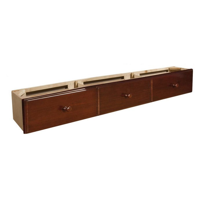 Wooden Under Bed Storage with 3 Drawers and Casters, Brown