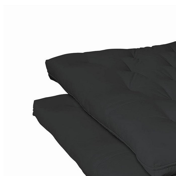 Transitional 7 Inch 2 Piece Fabric Upholstered Tufted Futon Pad, Black