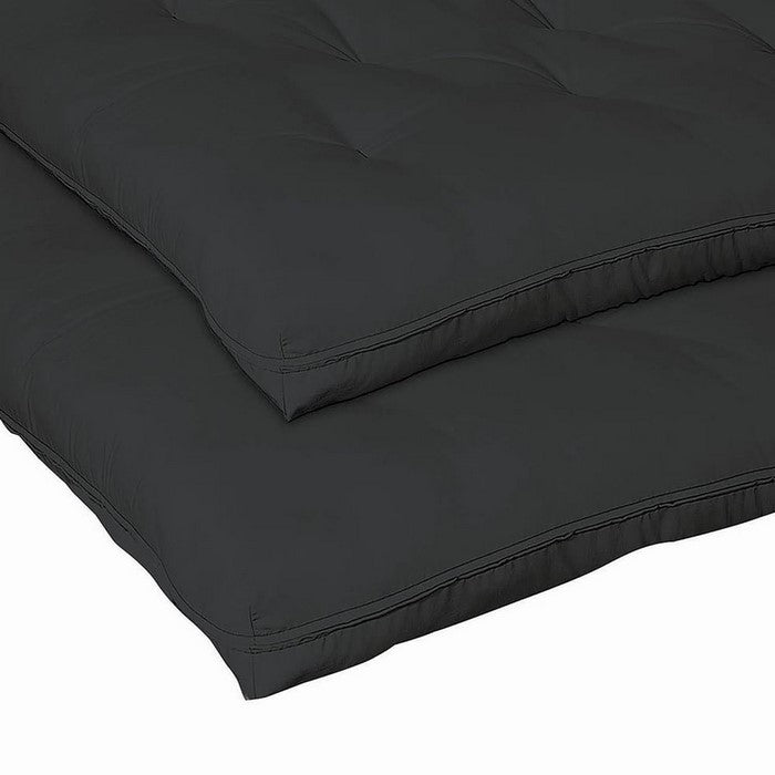 Transitional 7 Inch 2 Piece Fabric Upholstered Tufted Futon Pad, Black