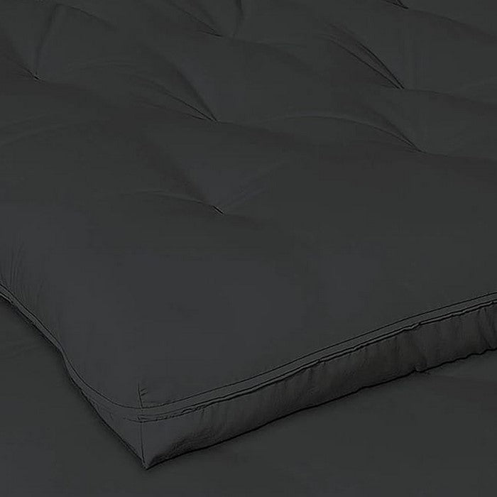 Transitional 7 Inch 2 Piece Fabric Upholstered Tufted Futon Pad, Black