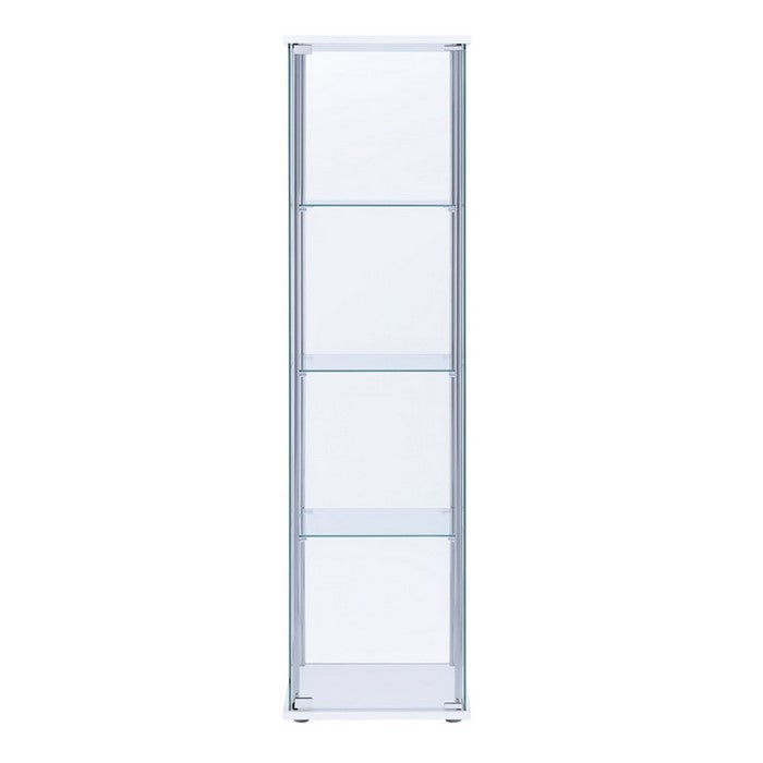 Glass and Metal Curio Cabinet with 4 Shelves, Clear and White