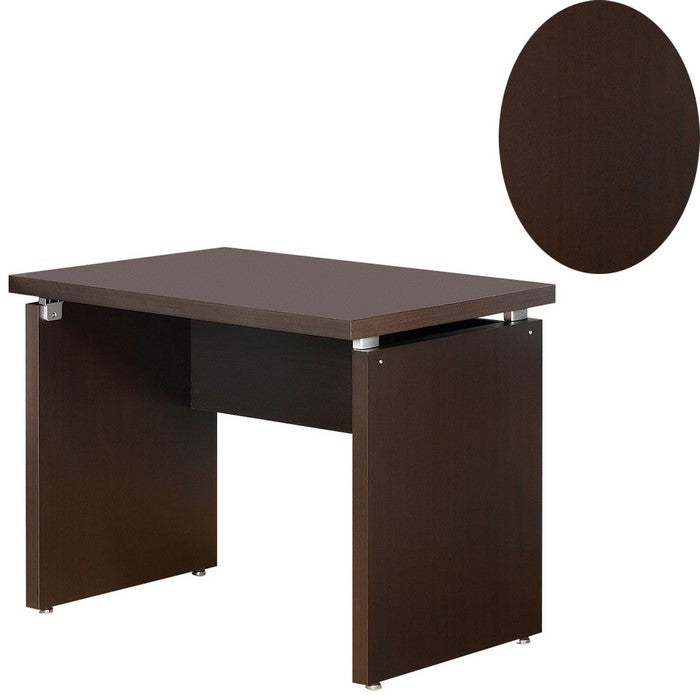 Transitional Style Wooden Desk Return with Wide Top, Espresso Brown