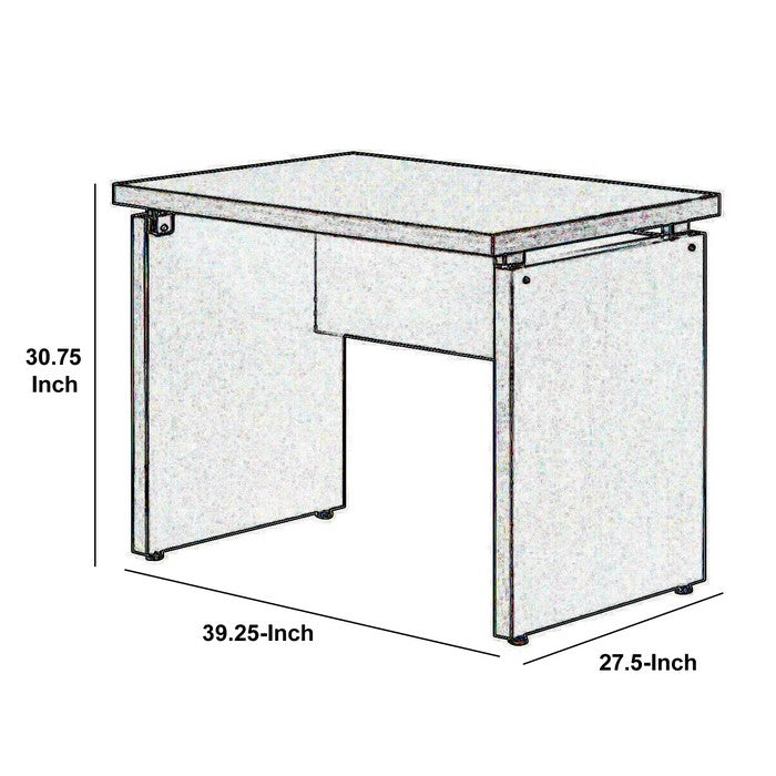Transitional Style Wooden Desk Return with Wide Top, Espresso Brown