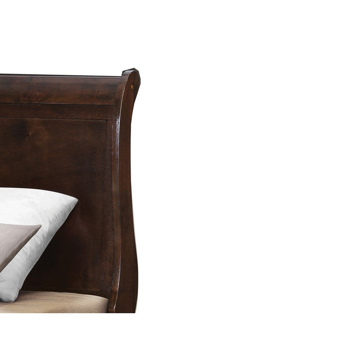 Wooden Twin Size Headboard with Demi Wingback, Espresso Brown