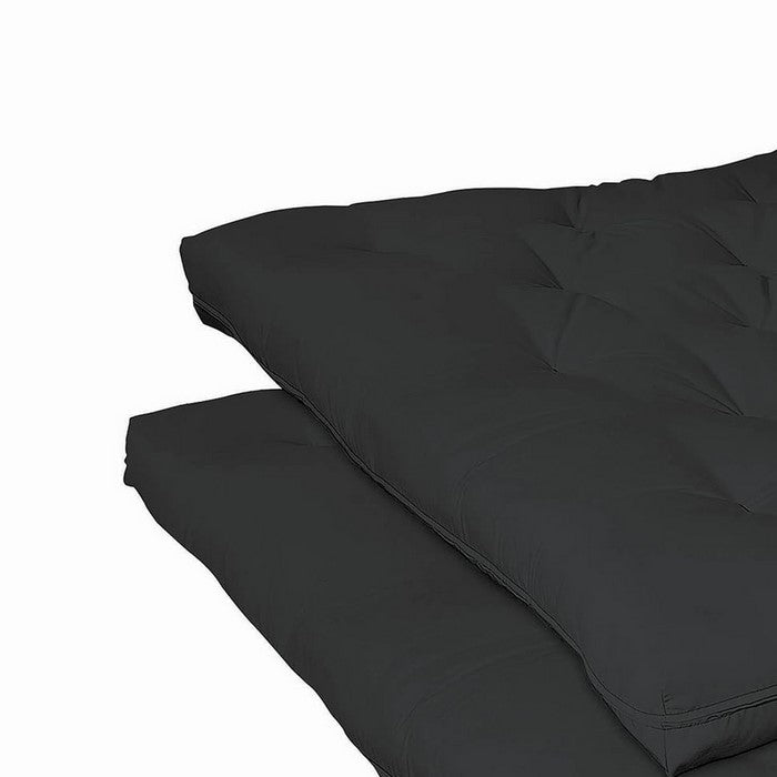 Transitional 6 Inch 2 Piece Fabric Upholstered Tufted Futon Pad, Black