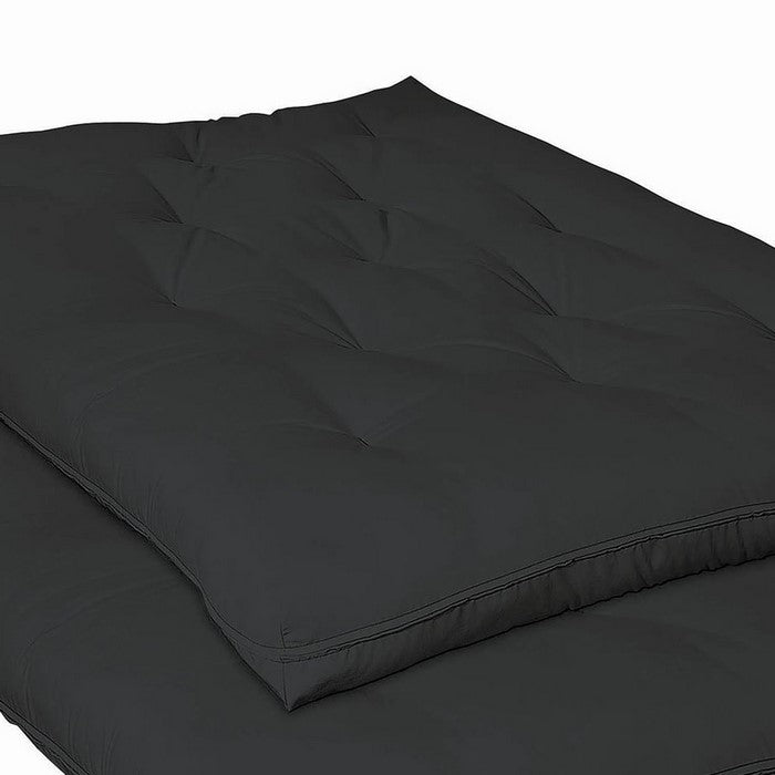 Transitional 6 Inch 2 Piece Fabric Upholstered Tufted Futon Pad, Black