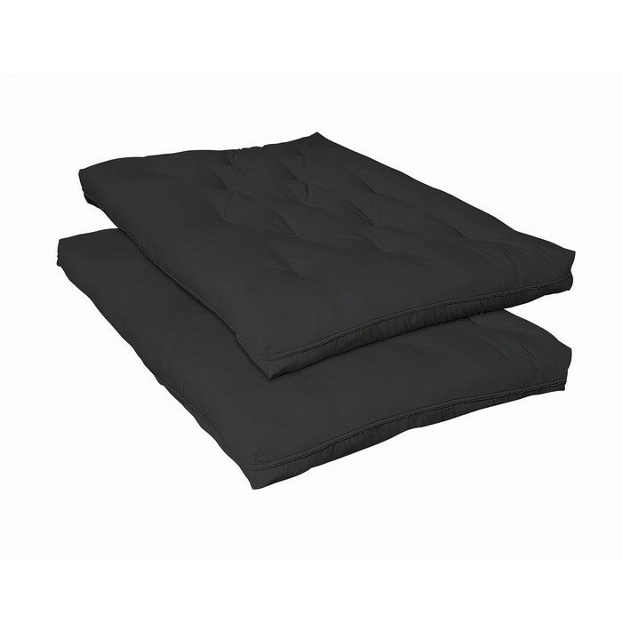 Transitional 6 Inch 2 Piece Fabric Upholstered Tufted Futon Pad, Black