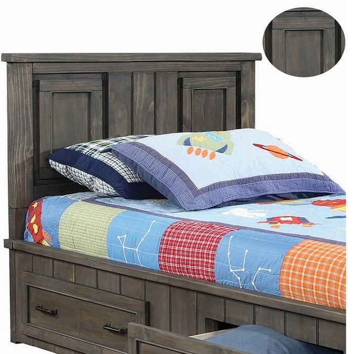 Transitional Wooden Panel Design Twin Size Headboard, Gray