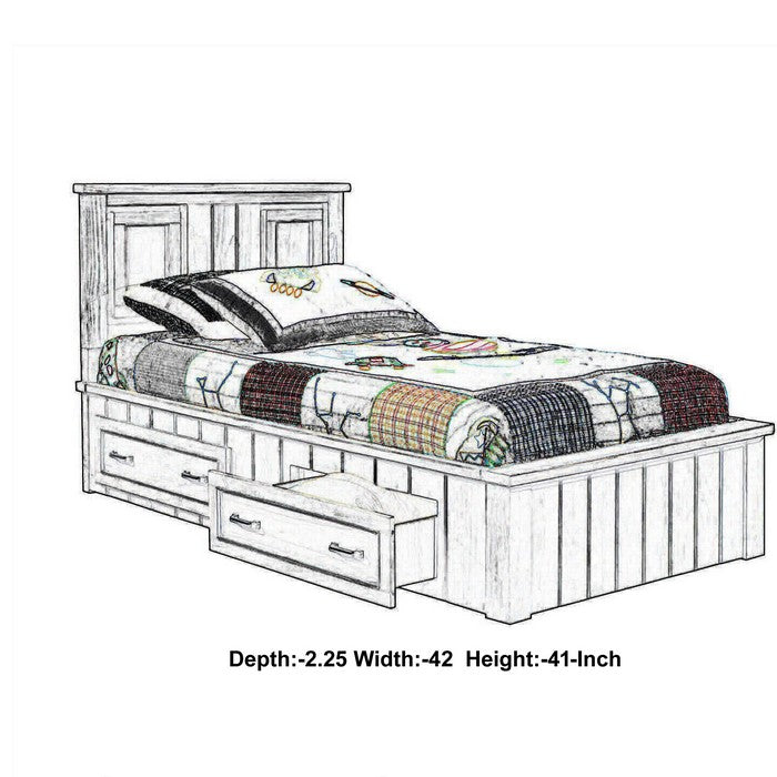 Transitional Wooden Panel Design Twin Size Headboard, Gray
