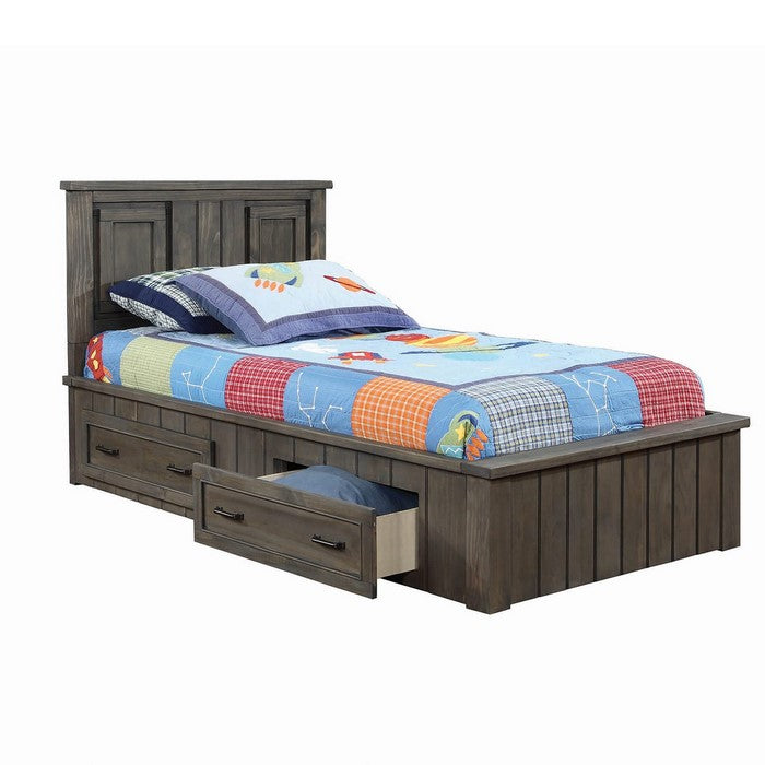 Transitional Wooden Panel Design Twin Size Headboard, Gray