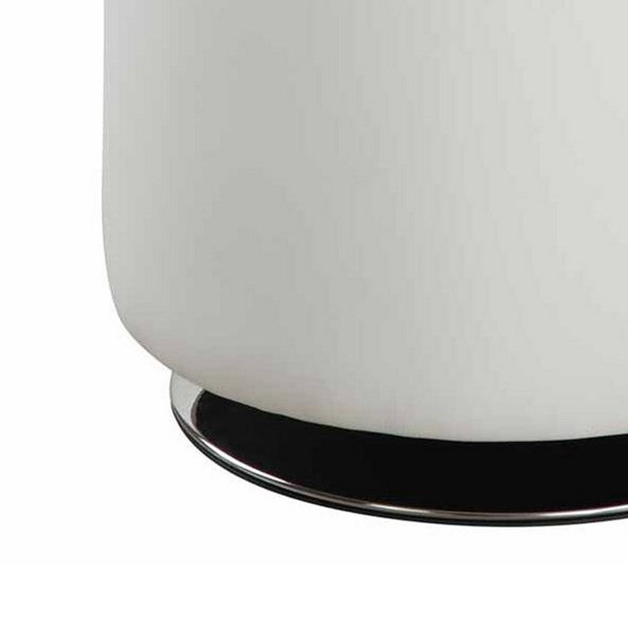 Round Leatherette Swivel Ottoman with Tufted Seat, White and Black