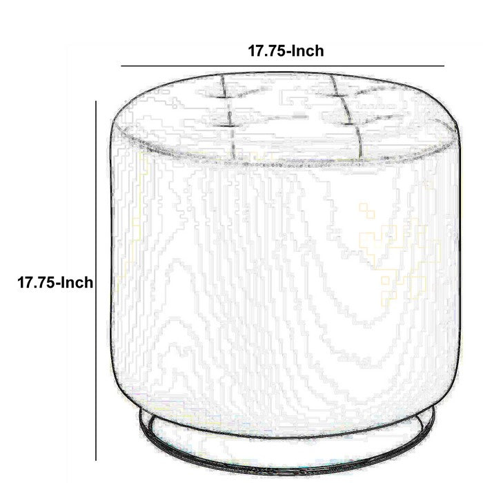 Round Leatherette Swivel Ottoman with Tufted Seat, White and Black