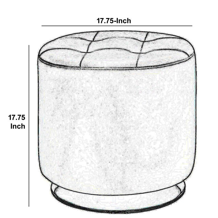 Round Leatherette Swivel Ottoman with Tufted Seat, Gray and Black