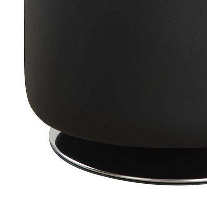Round Leatherette Swivel Ottoman with Tufted Seat, Black