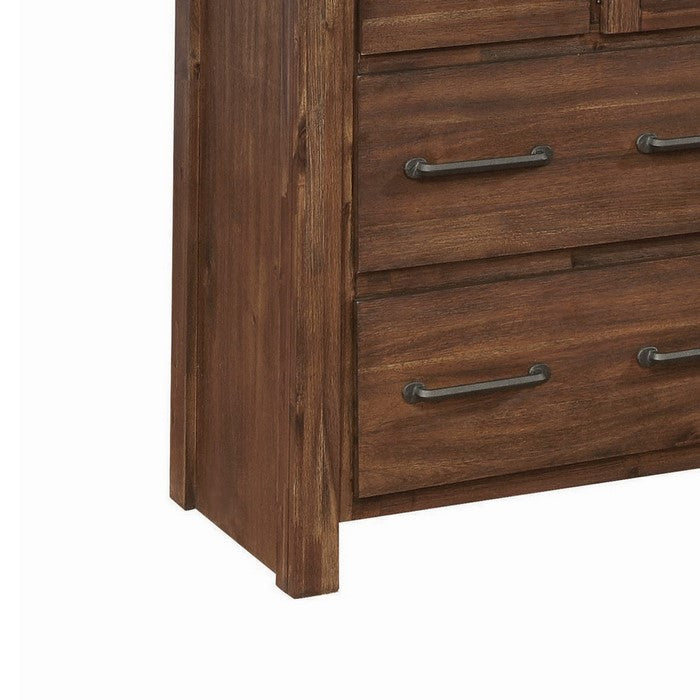 Wooden Dresser with Eight Drawers and One Cabinet, Brown
