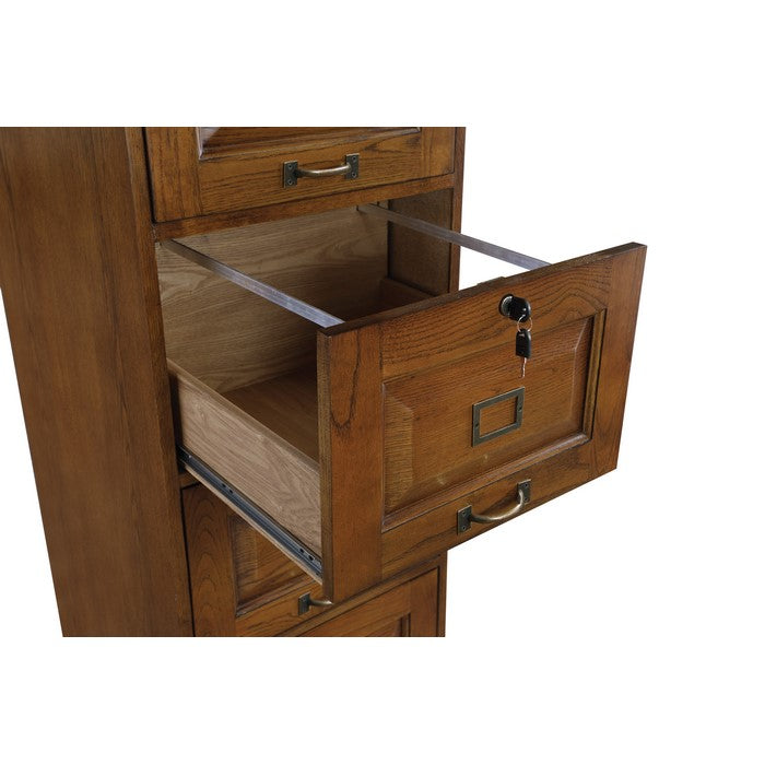 Transitional Wooden File Cabinet with Four Spacious Drawers, Brown