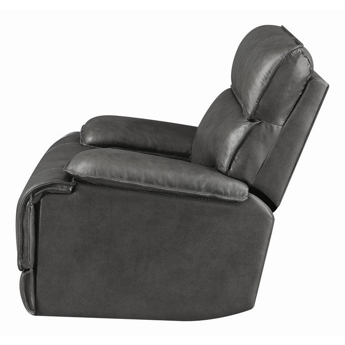 Claasic Leather Upholstered Wooden Power Gilding Recliner, Gray