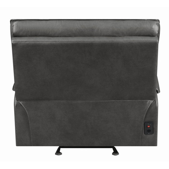 Claasic Leather Upholstered Wooden Power Gilding Recliner, Gray
