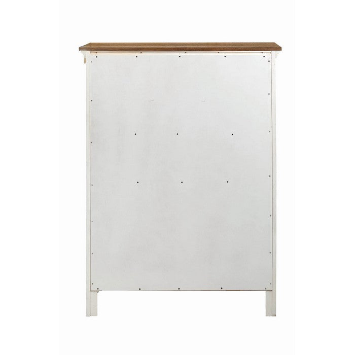 Wooden Chest with Six Spacious Drawers, White and Brown
