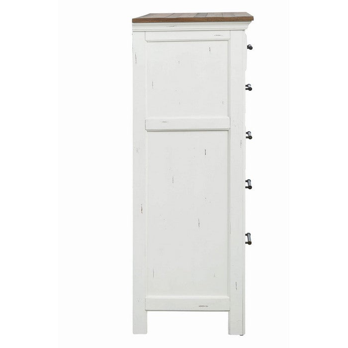 Wooden Chest with Six Spacious Drawers, White and Brown