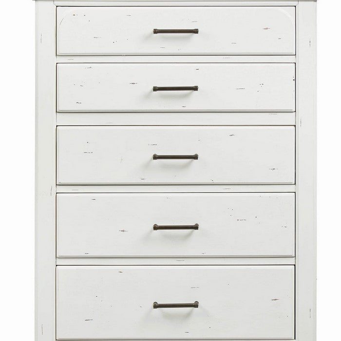 Wooden Chest with Six Spacious Drawers, White and Brown